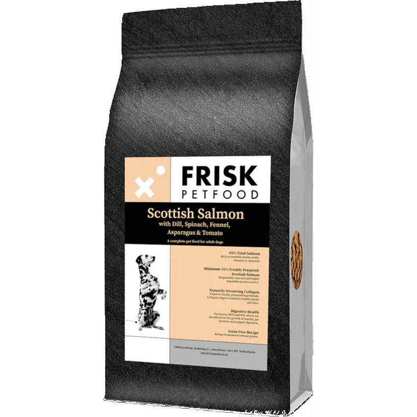 12 KG | FRISK Schotse Zalm met 5 superfoods: Dille, Spinazie, Venkel, Asperge en Tomaat voor volwassen honden